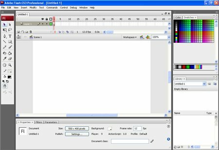 Программа для создания флеш анимации Adobe Flash Pro CS3